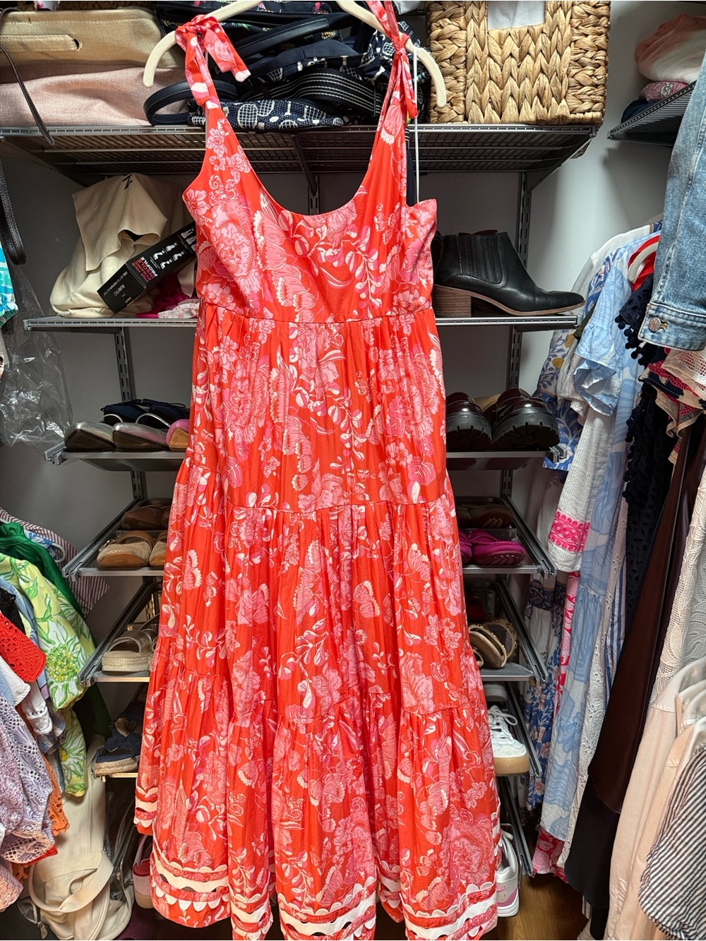CK Bradley Coral and Pink Floral Maisie Maxi Dress